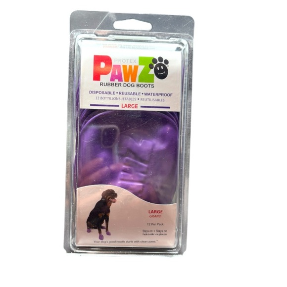 PAWZ Purple Rubber Dog Boots 12pk Size Large New in Package But Is Opened - Picture 1 of 2